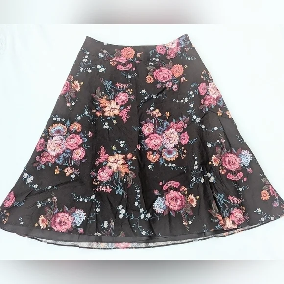 Pendleton Skirt Silk Wool  Floral midi skirt brown lined Size 14 - Picture 2 of 14